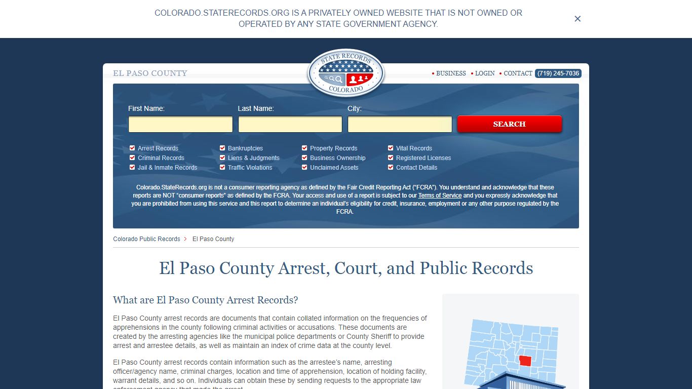 El Paso County Arrest, Court, and Public Records